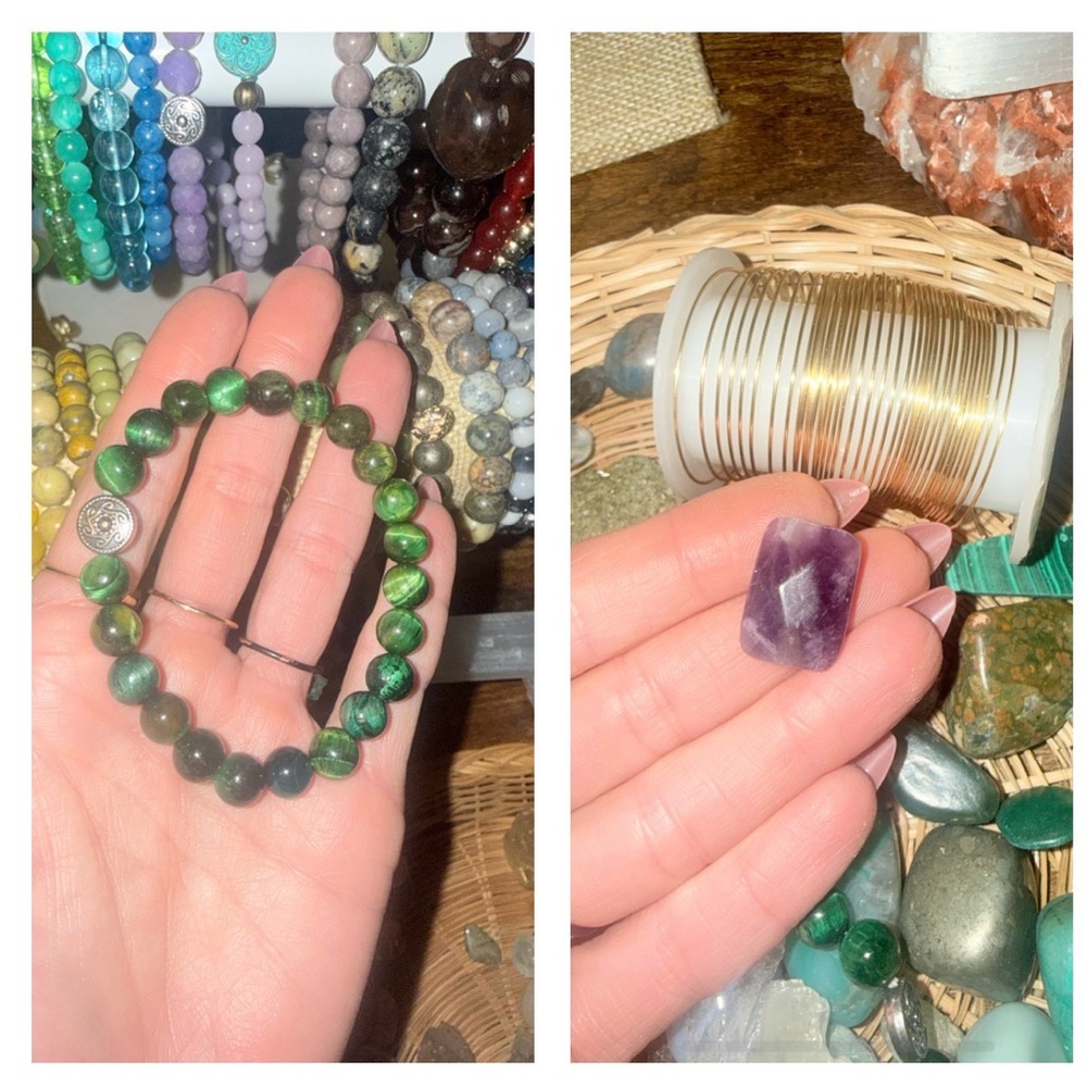 Tiger eyes & amethyst stone pendant